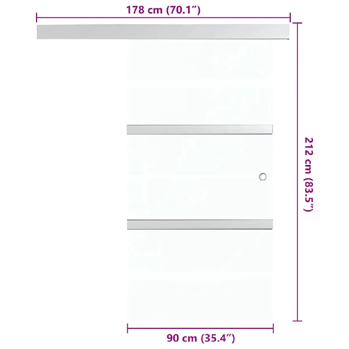 vidaXL Porte coulissante en verre - Aluminium