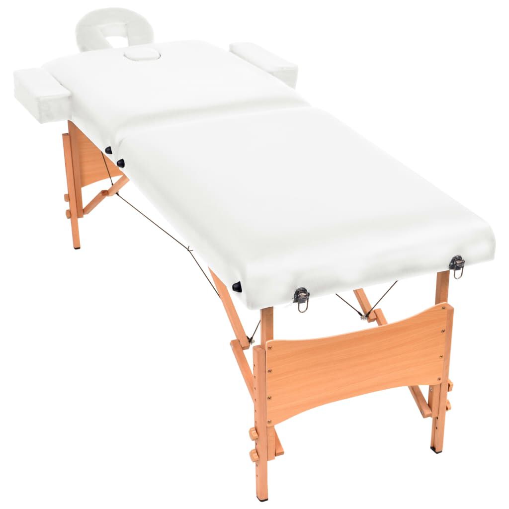 vidaXL Opvouwbare massagetafel 10 cm dik 2-zones wit