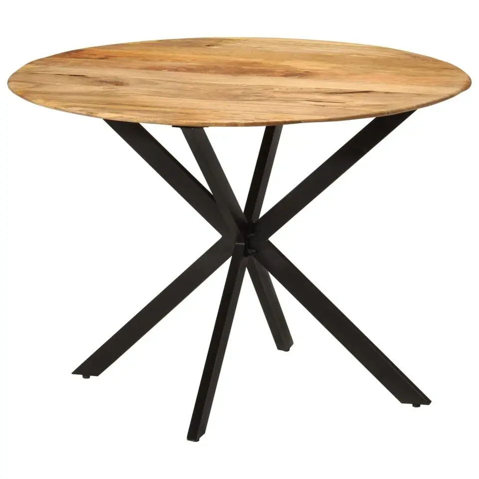 vidaXL Eettafel - Ronde tafel - Massief mangohout en staal - Ø110 cm