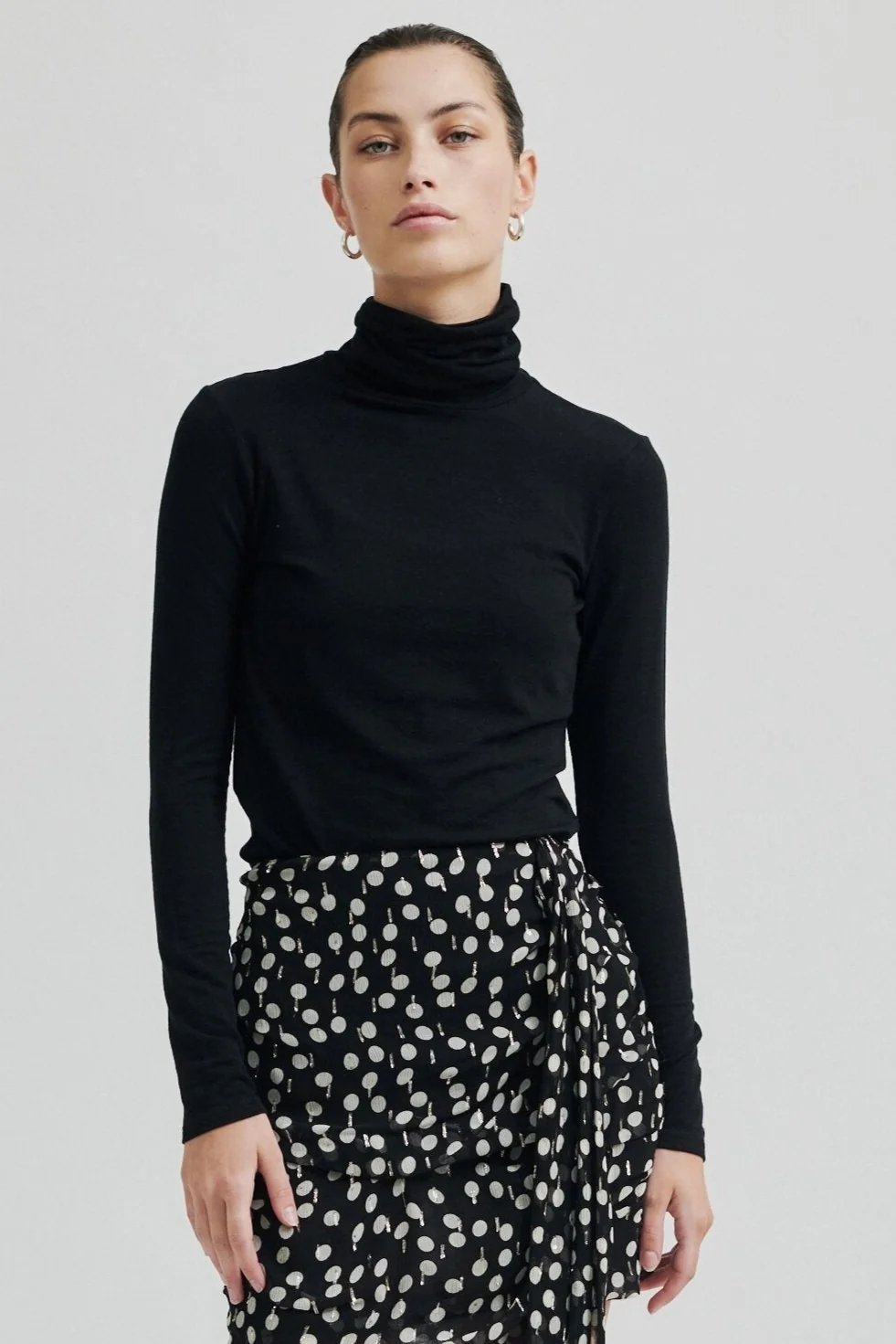 Second Female  Matima T-Neck langærmet t-shirt - Sort