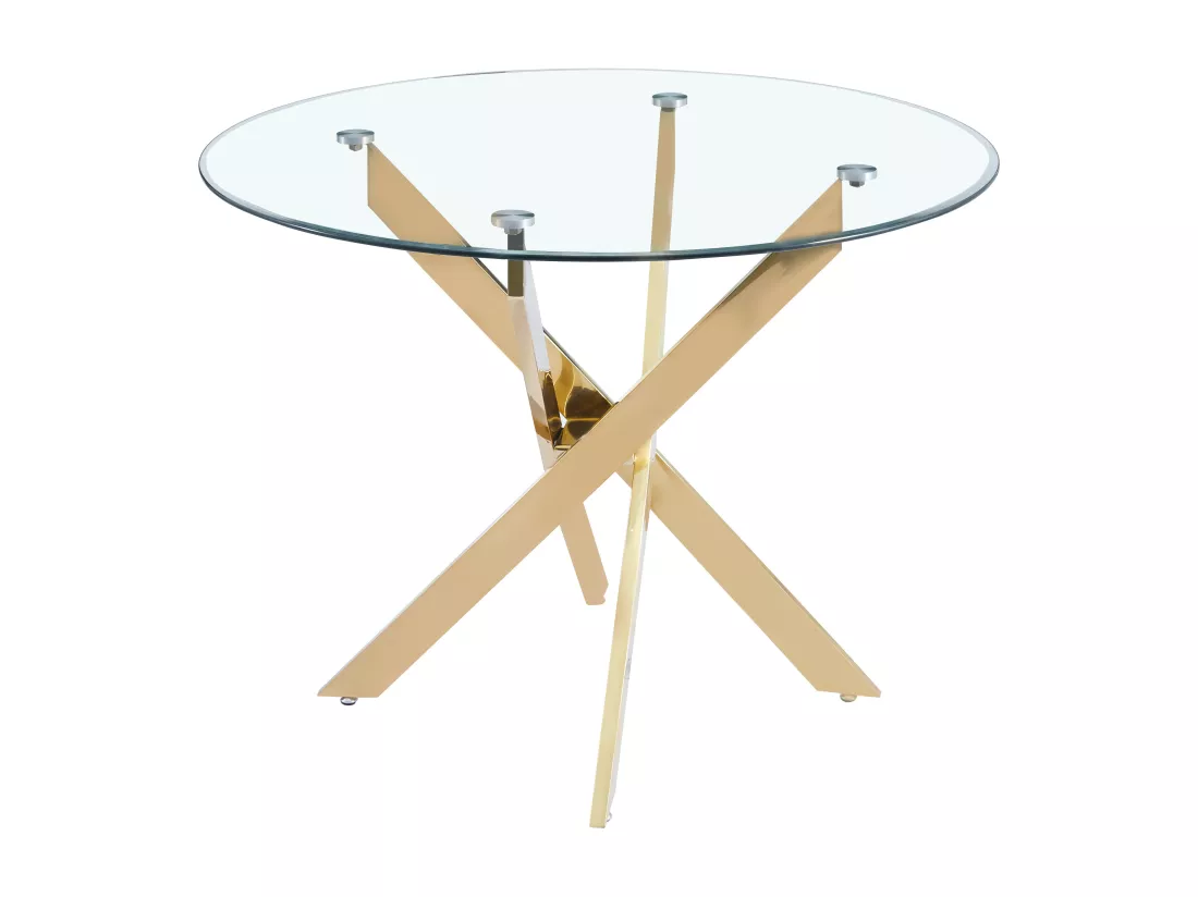 Table repas ronde jessica gold transparent diamètre 100cm