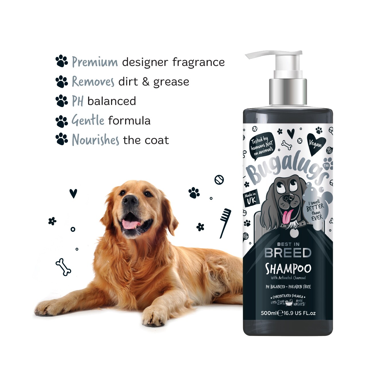 Bugalugs Charcoal Citrus – Aktivkohle-Hundeshampoo mit erfrischendem Zitrusduft