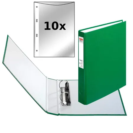 Herlitz Ringbuch DIN A5 mit 2-Ringe incl. 10 Prospekthüllen Farbe grün