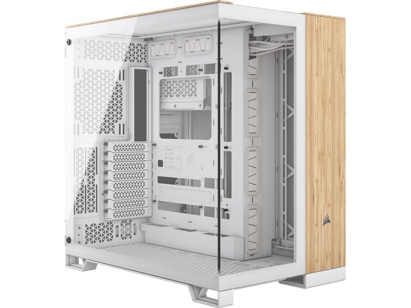 Corsair PC-Gehäuse 6500X Weiss/Bambus Mid-Tower PC-Case mit Zwei-Kammer-Design und herausragendem Luftstrom