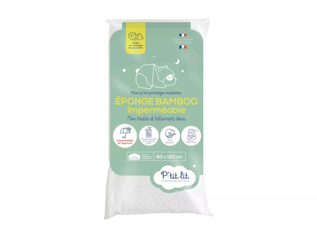 Protège matelas bébé imperméable éponge Bamboo sans traitement 70x140 cm