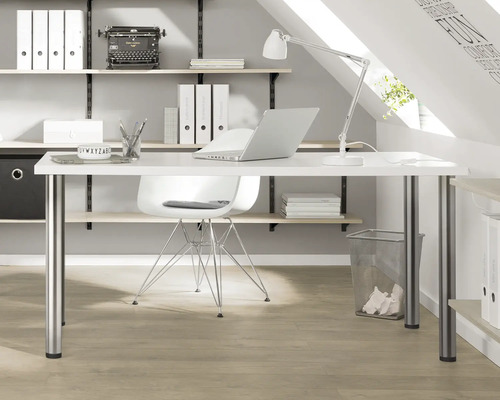 Tarrox ronde tafelpoot, diameter 87 cm, 60 mm in hoogte verstelbaar, afwerking roestvrij staal