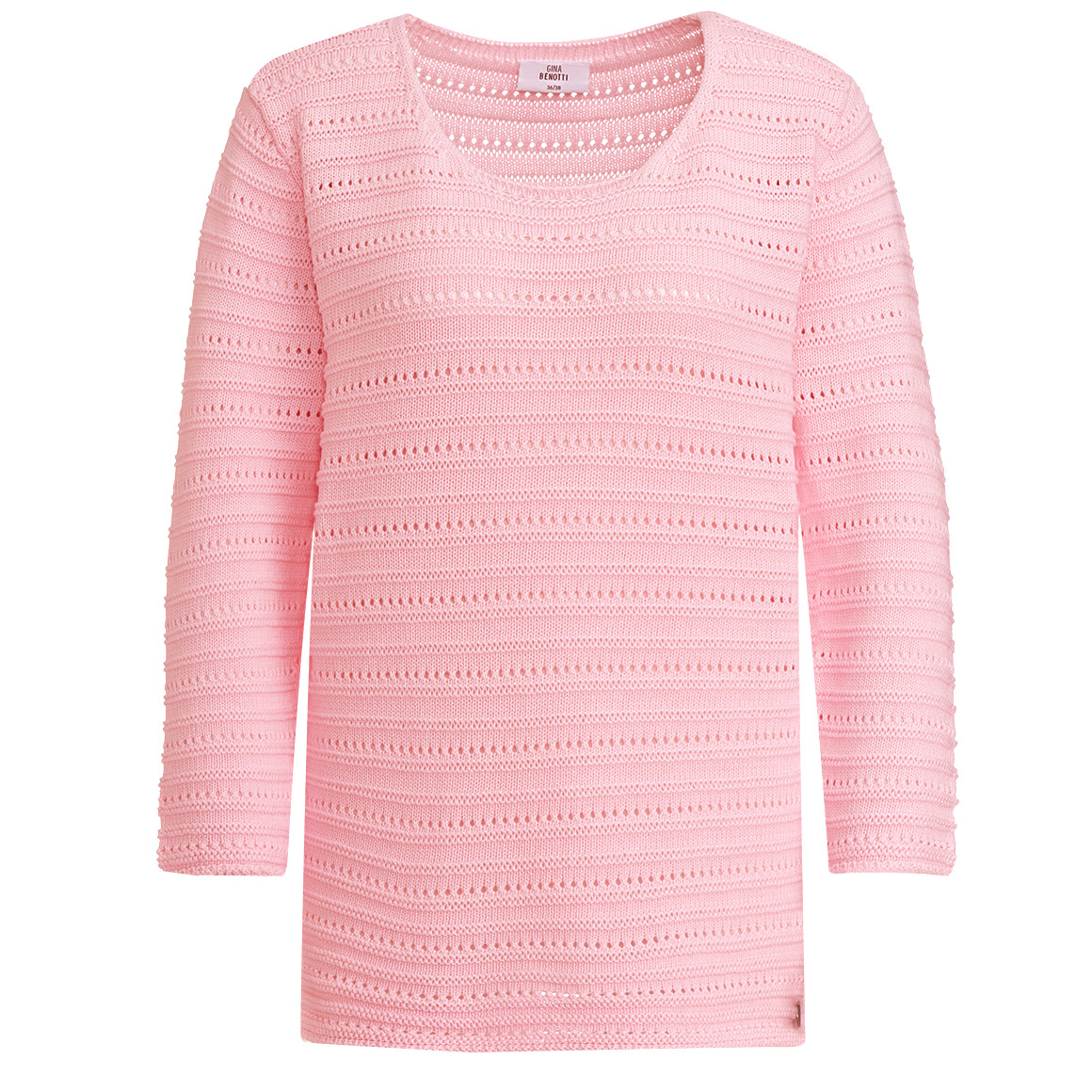 Gina Benotti Damen Strickpullover mit Lochmuster rosa