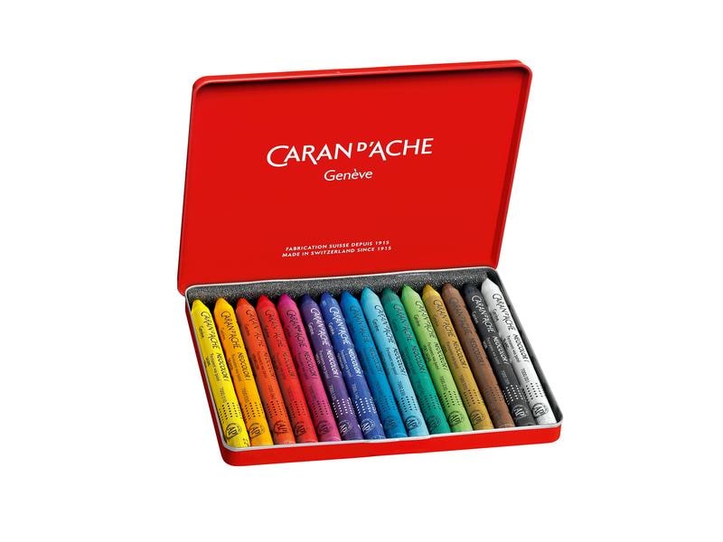 Caran d'Ache Wachsmalstifte Neocolor 1 wasserfest, 15 Stück Kreativ-Set mit wasserfesten Wachspastellen