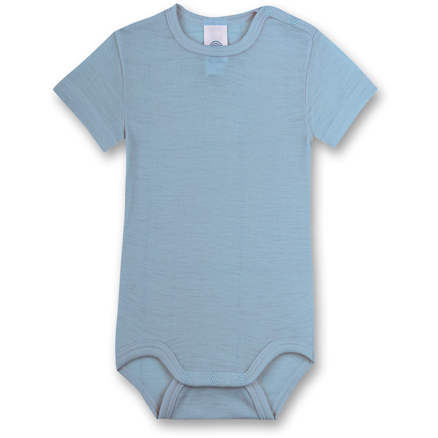 Sanetta Kurzarm-Body Wolle blau