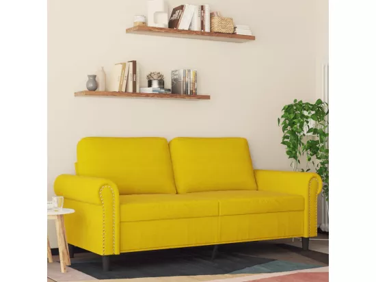 Canapé à 2 places Jaune 140 cm Velours