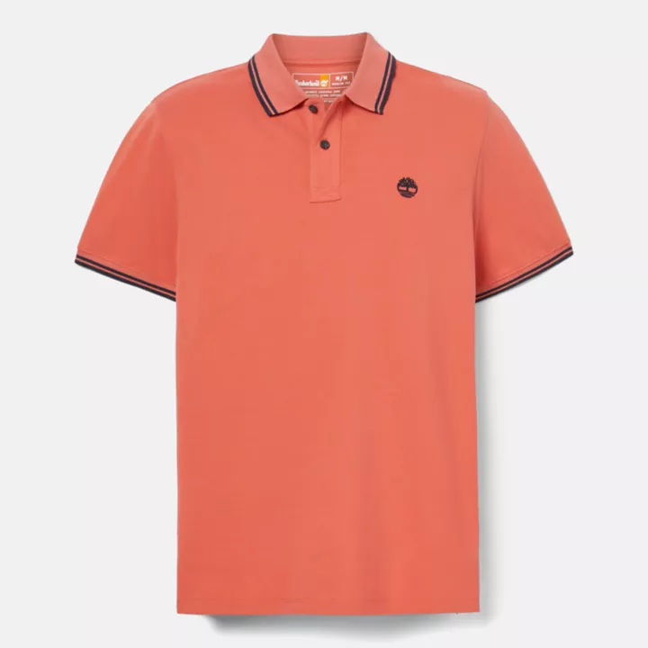 Polo à liseré en piqué pour homme en orange