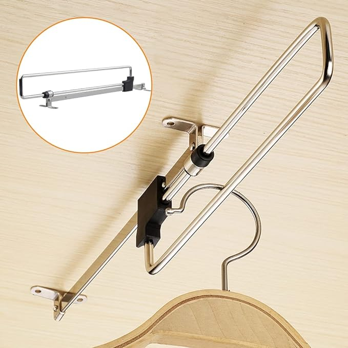 (25cm) Ausziehbare Metall Kleiderstange Teleskop Garderoben Halter Kleiderschrank Organizer - Silber
