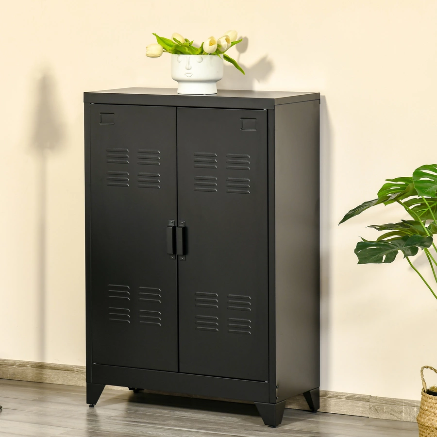 HOMCOM Schrank mit industriellem Design schwarz