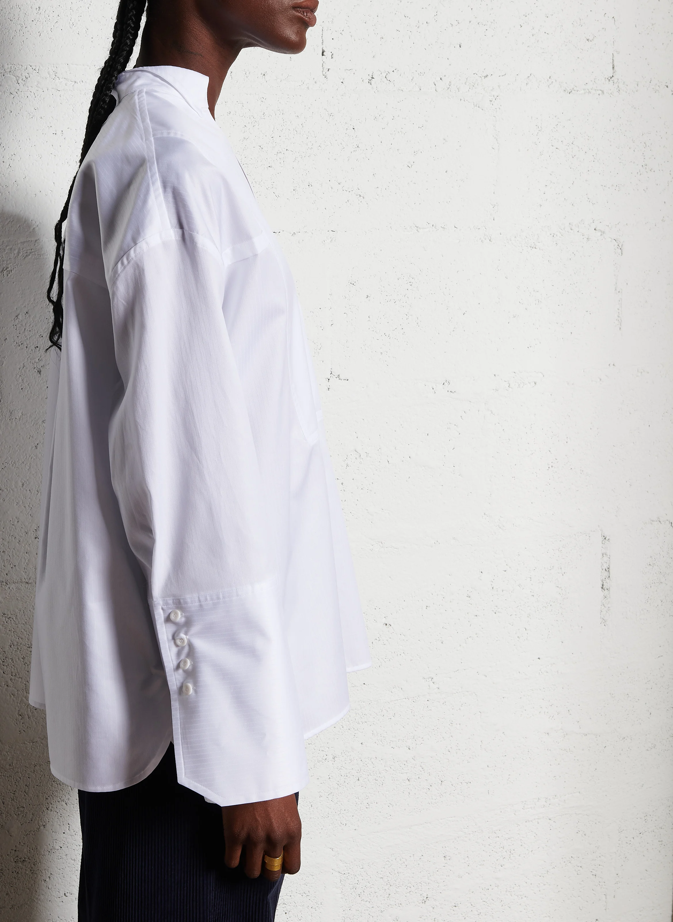 HOLLY - Blouse col tunisien en coton | Blanc