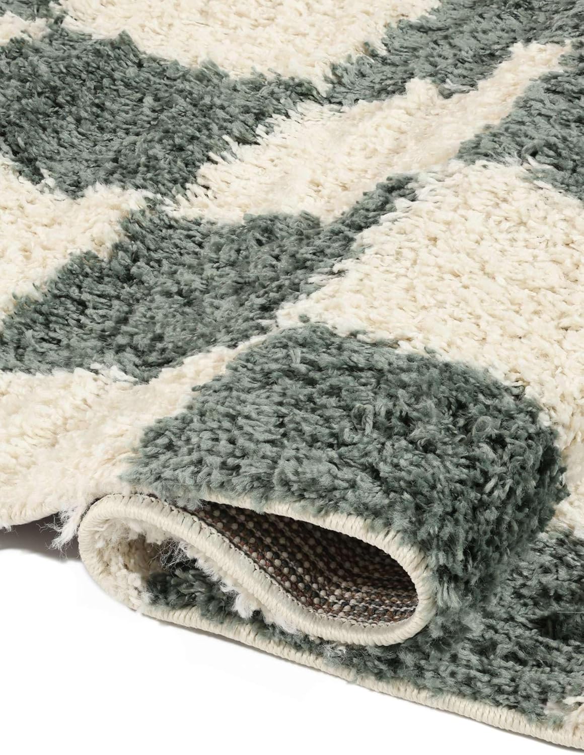 RugVista Chessie, Teppich, 300 x 200 cm, Rechteckig, Hoher Stapel, Wohnzimmer, Schlafzimmer, Nur chemische Reinigung, Oeko_tex_100, Grün/Off Weiß