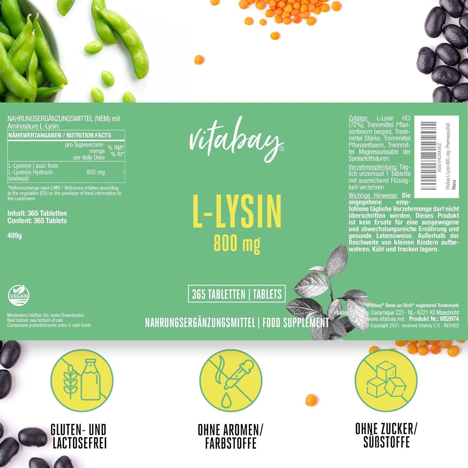 Vitabay L-Lysin 800mg