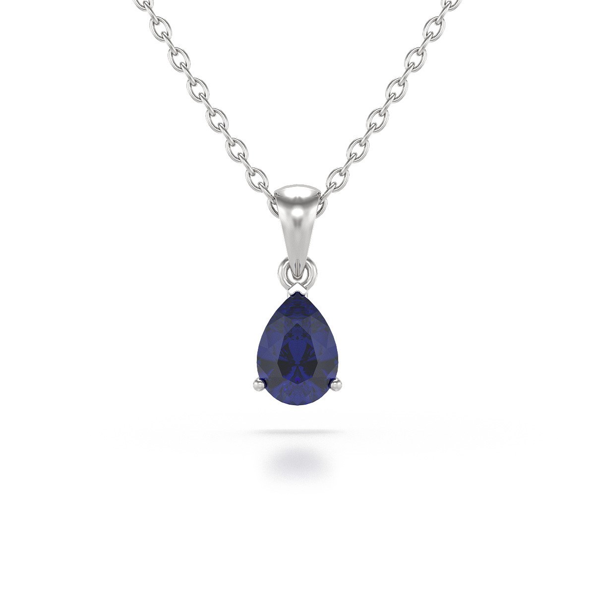 Collier Pendentif ADEN Or 585 Blanc Saphir Chaine Or 585 incluse 0.49grs
