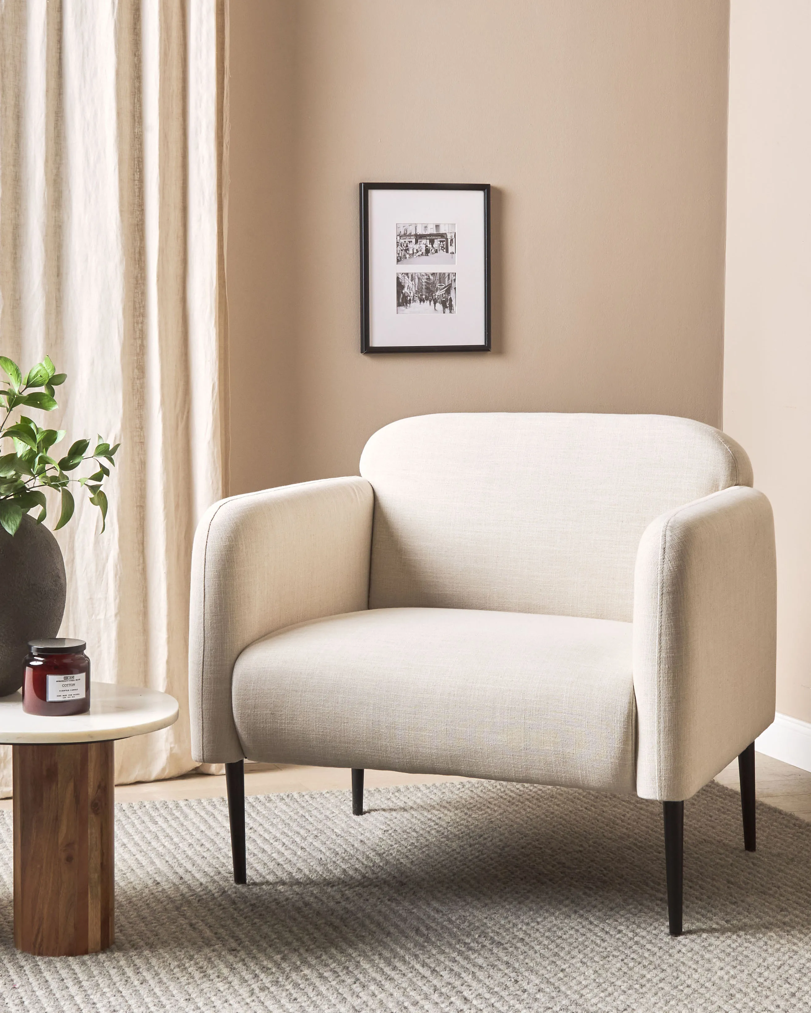 Fauteuil STOUBY Linnen Lichtbeige