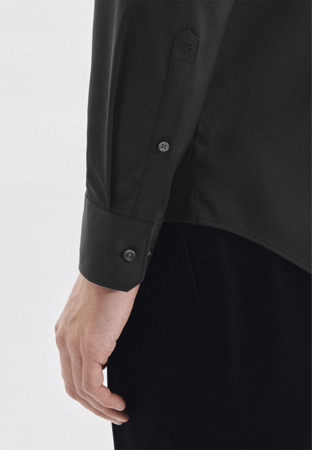 Seidensticker Performance shirt Slim Long sleeve Kent-Collar Uni Black