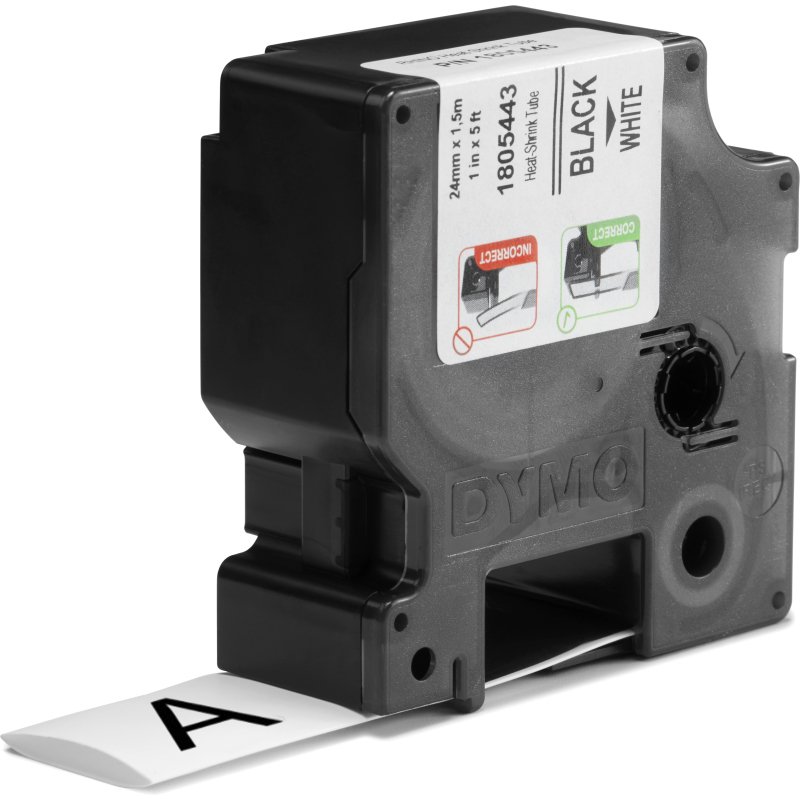 DYMO Rhino Industrielles Gaines thermorétractables autocollantes | 24 mm x 1,5 m | impression en noir sur fond blanc