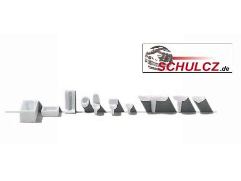 Badezimmer-Set weiß, 1:100