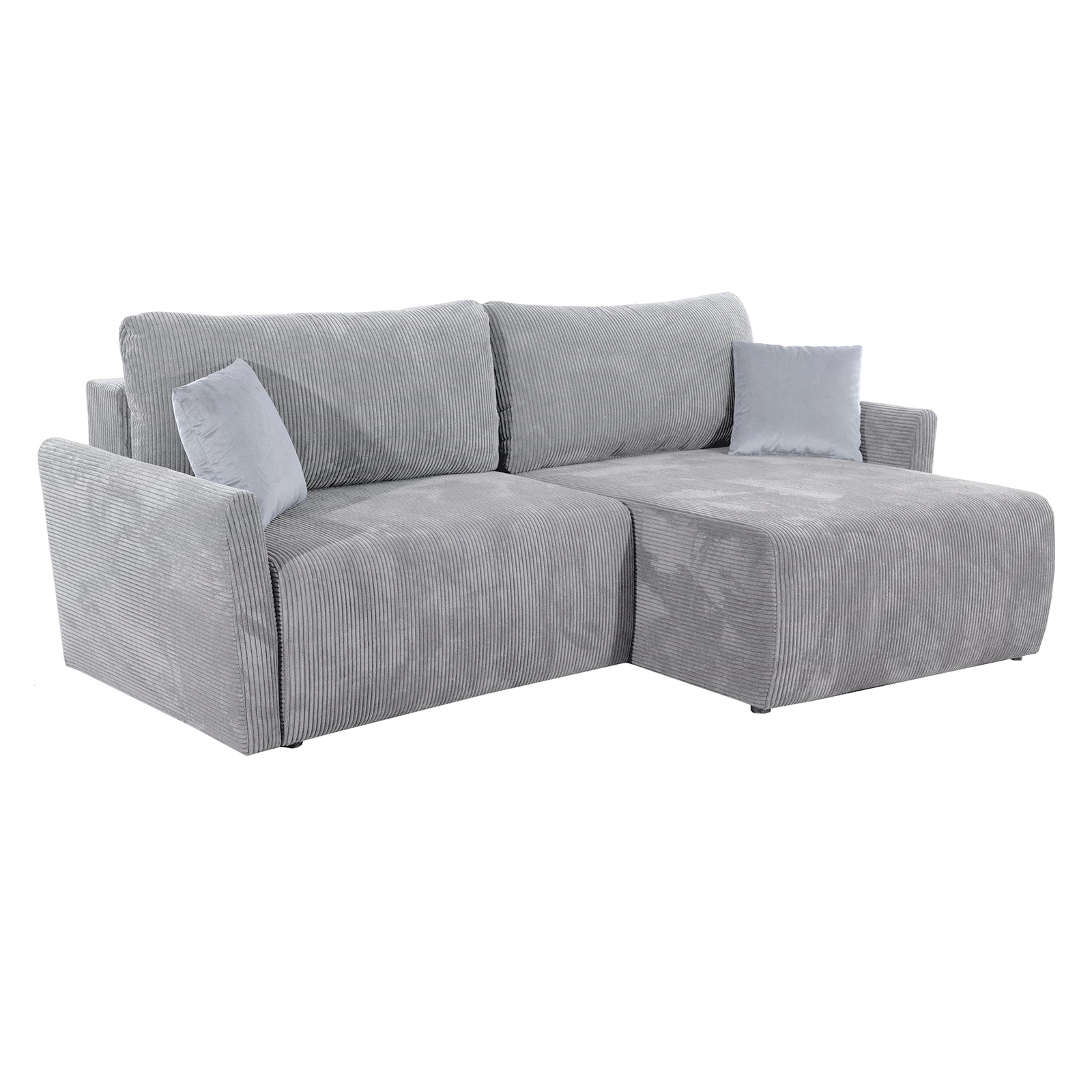 Ecksofa - silber - Liegefunktion und Bettkasten