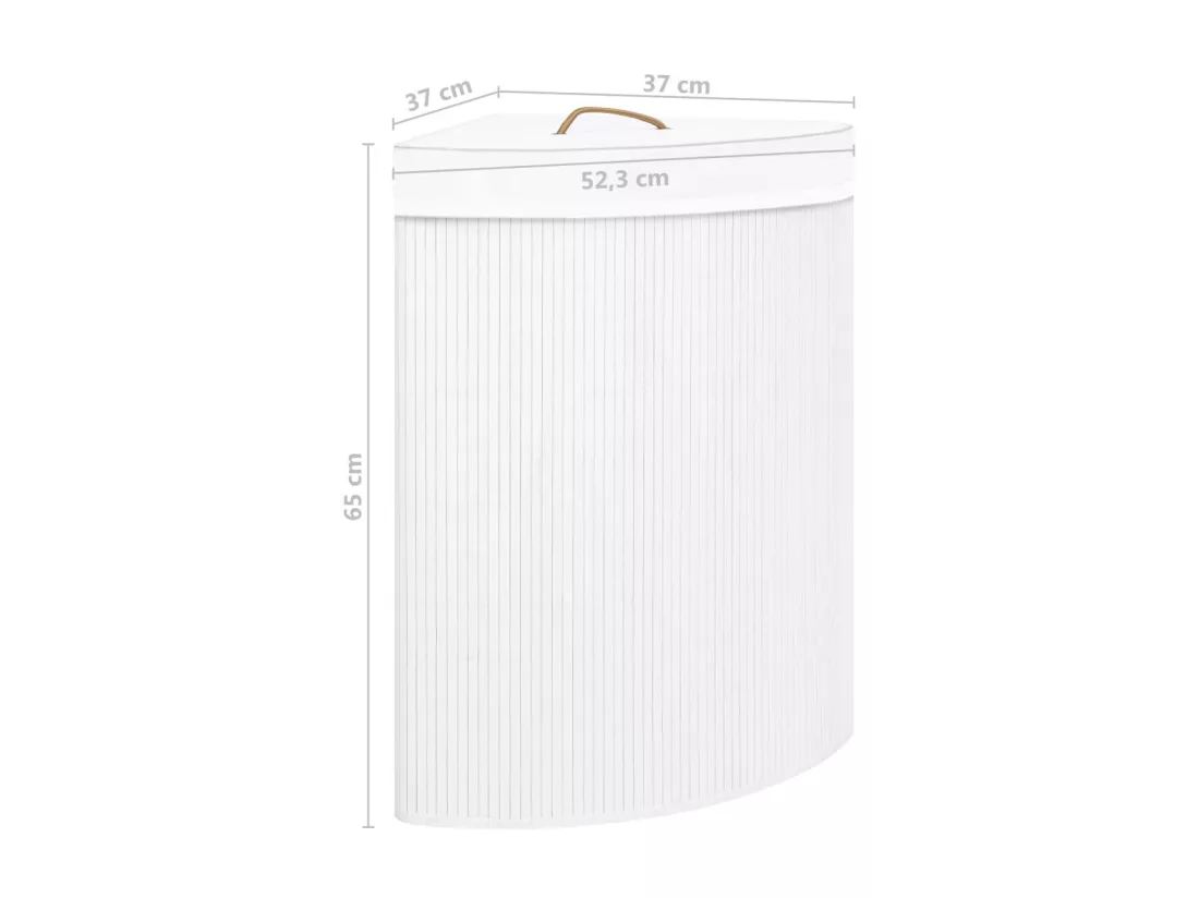 Panier à linge d'angle Bambou Blanc 60 L