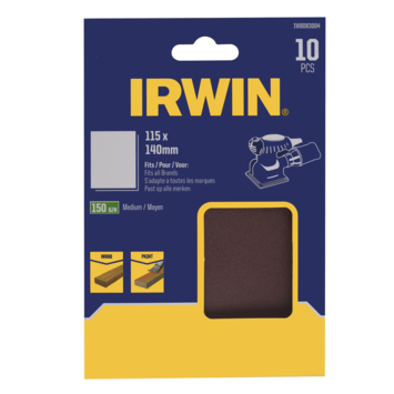Irwin schuurvel 140 x 115 mm K150 voor klembevestiging, zonder perforatie, 10 stuks.