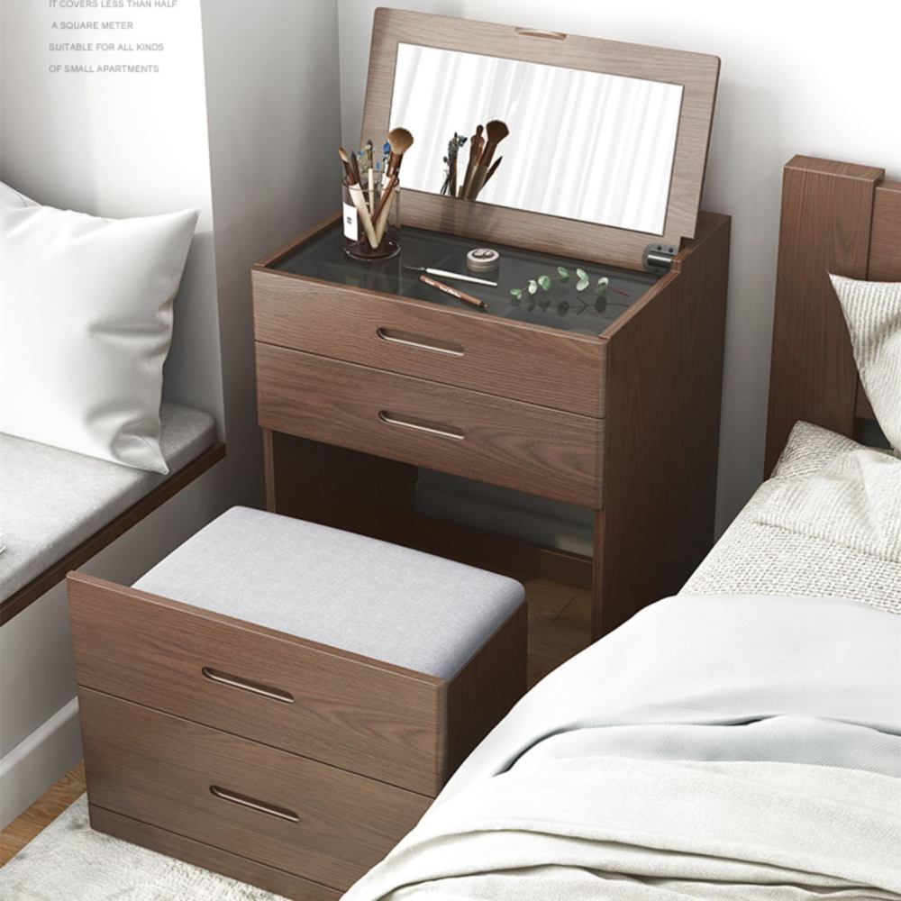 Solid wood dresser small bedroom modern simple small apartment mini flip dresser bedside storage cabinet integrated