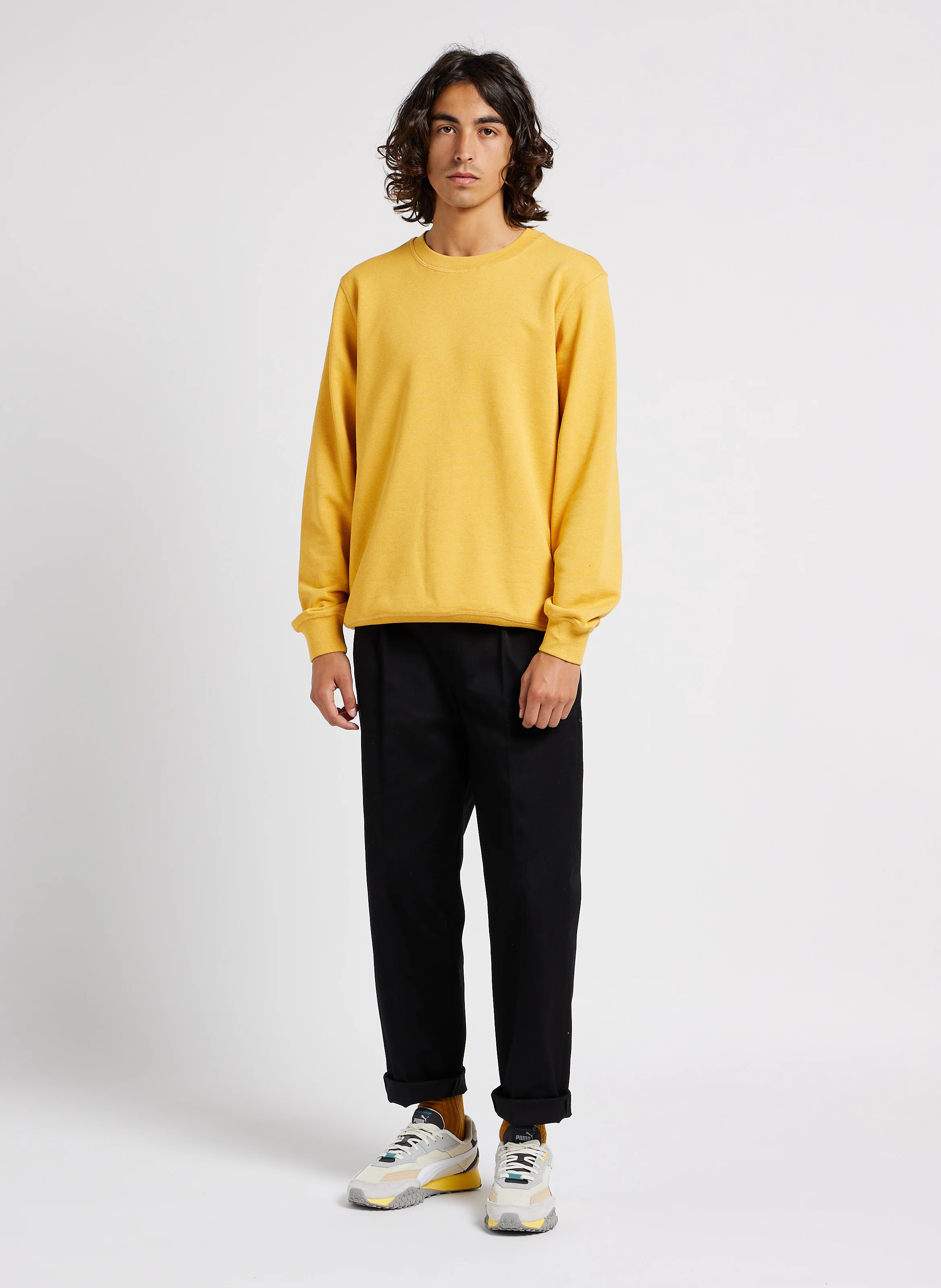 REBORN - Pull col rond en coton mélangé| Jaune