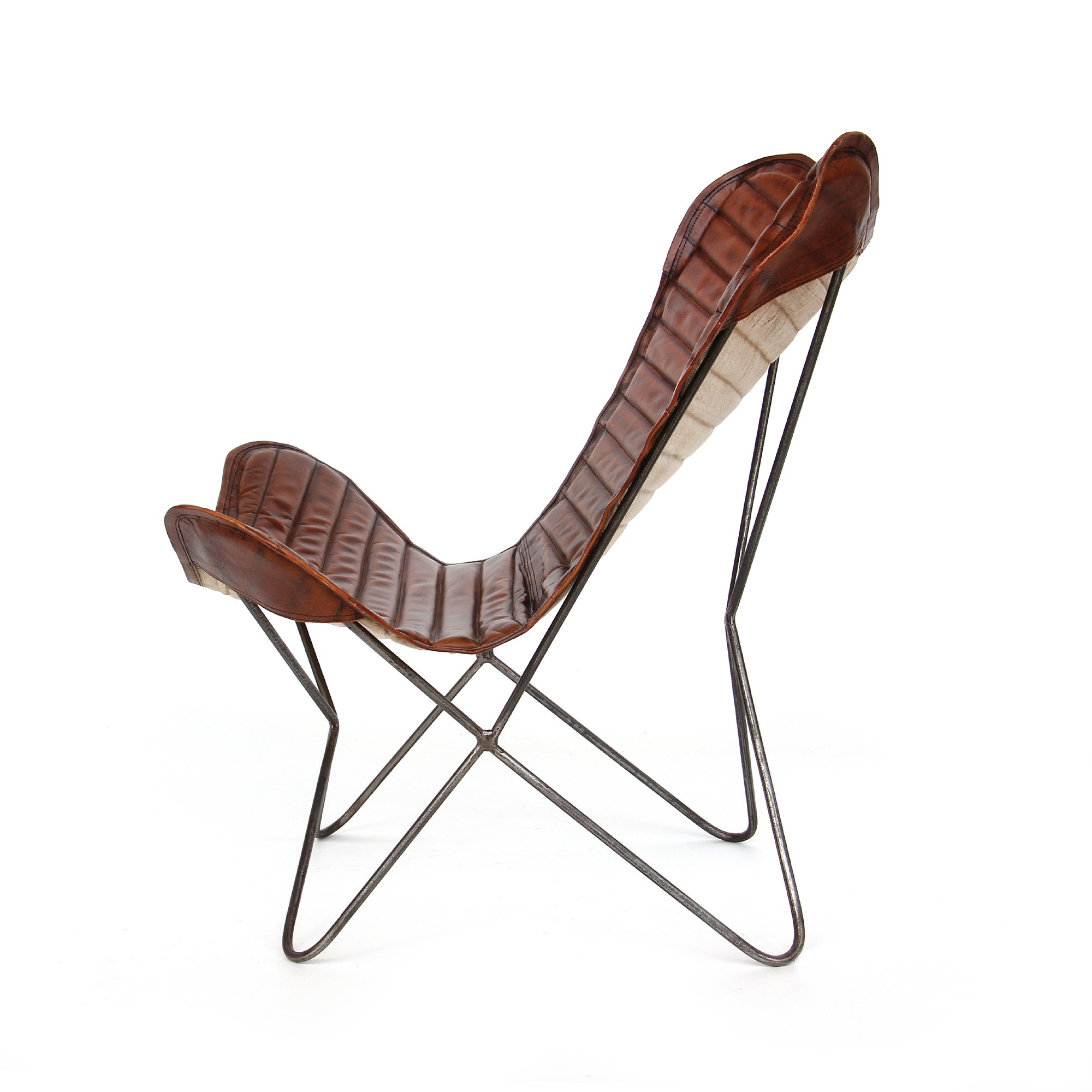 Lounger 'Steve', cognac, vernickelt, T 76 cm, B 76 cm, H 90 cm von fischer's lagerhaus