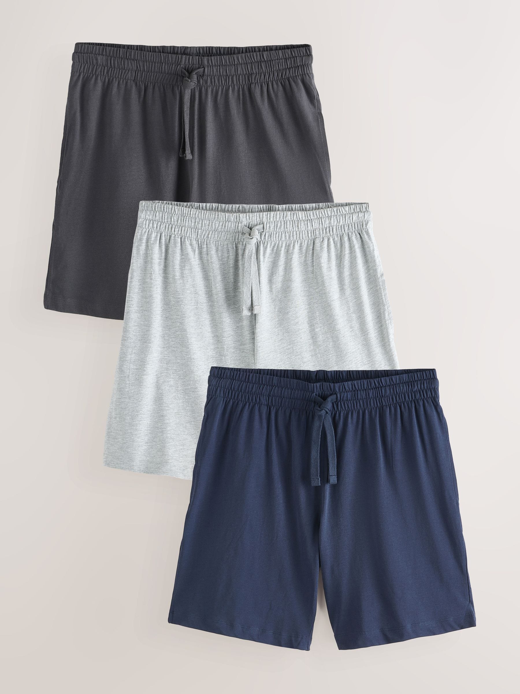 Marineblauw/grijs - Set van 3 jersey pyjamashorts