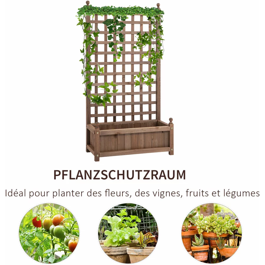 Outsunny Rankkasten im Spalierrahmen-Design dunkelbraun