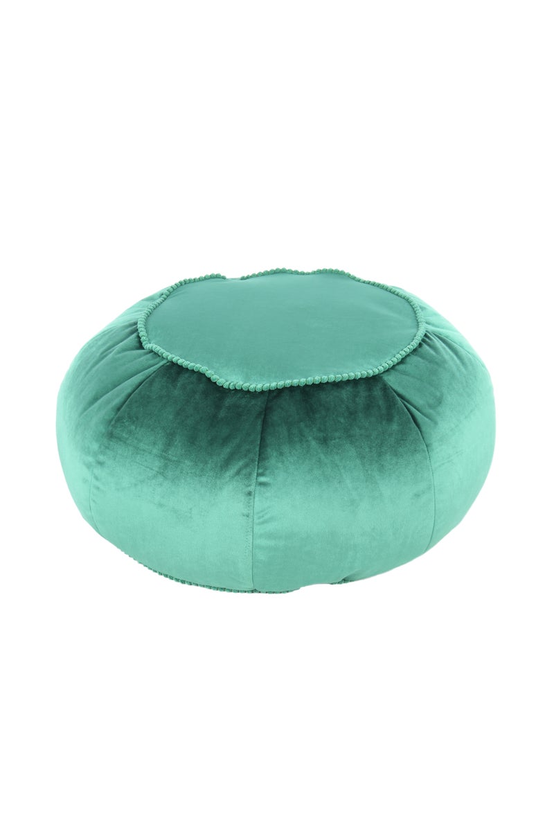Poefkruk, fluweelzacht, oosters design, groen, rond, Ø 65 cm