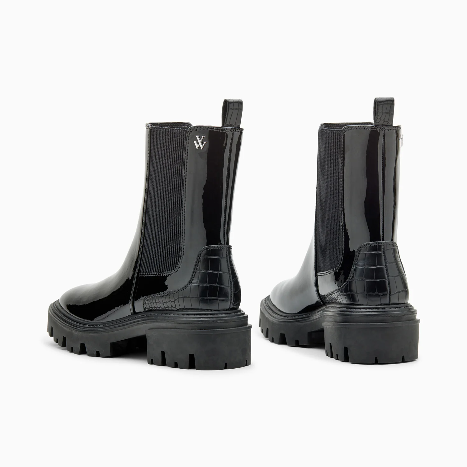 Bottines-Bottines Chelsea Pamela noires vernies à semelle crantée