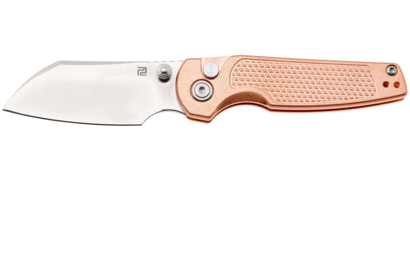Artisan Cutlery Cleo 1871G-CO, Sand Polished CPM S90V, Copper Titanium zakmes, Johan Jordaan design