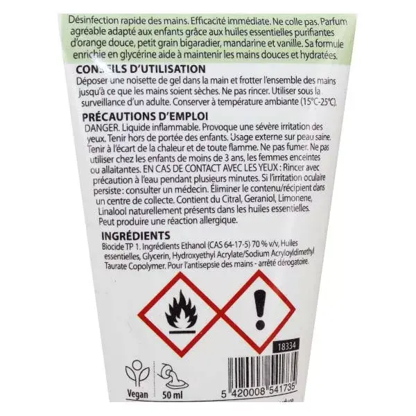 Pranarom Aromaforce Junior Gel Hidroalcoólico Mandarina e Baunilha 50ml