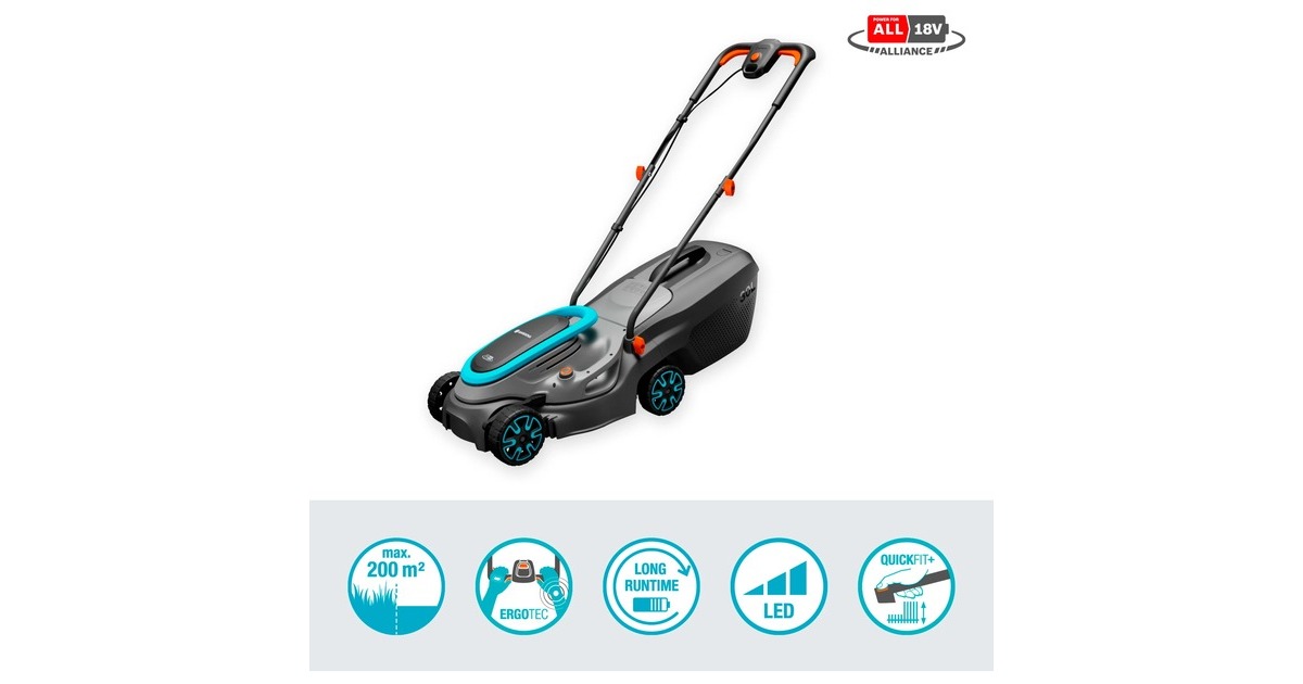 GARDENAAccugrasmaaier PowerMax 32/18V P4A Set  (Zwart/grijs, Incl. Li-Ion Accu 4,0Ah, POWER FOR ALL ALLIANCE)