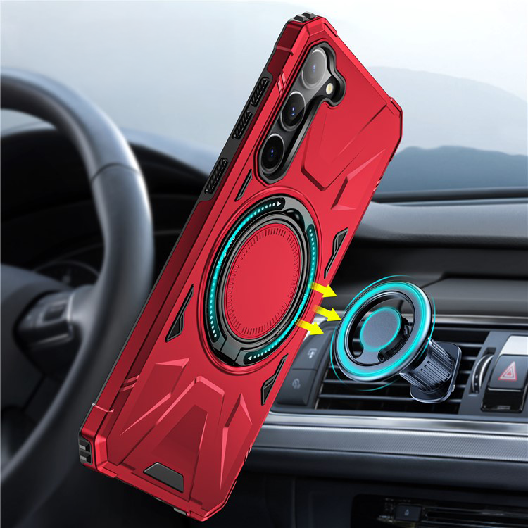 Samsung Galaxy S25 / S24 Hybrid Outdoor Hardcase Hülle mit MagSafe-Modul   Kickstand Aufsteller - Rot