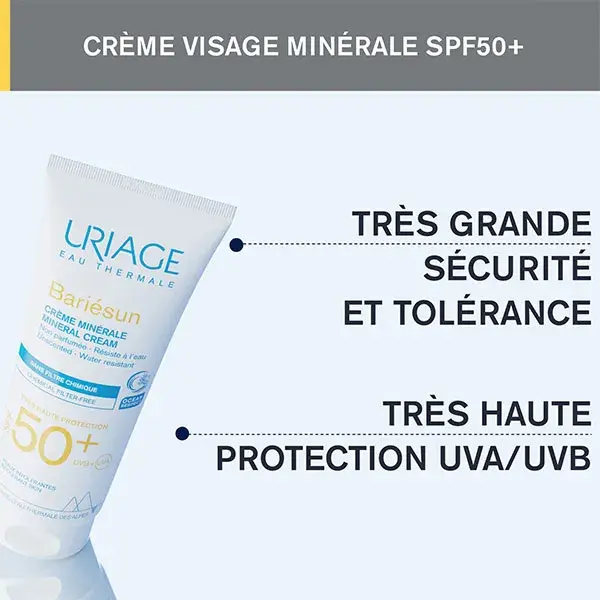 Protetor solar mineral Uriage Bariésun FPS 50+ sem fragrância 100ml