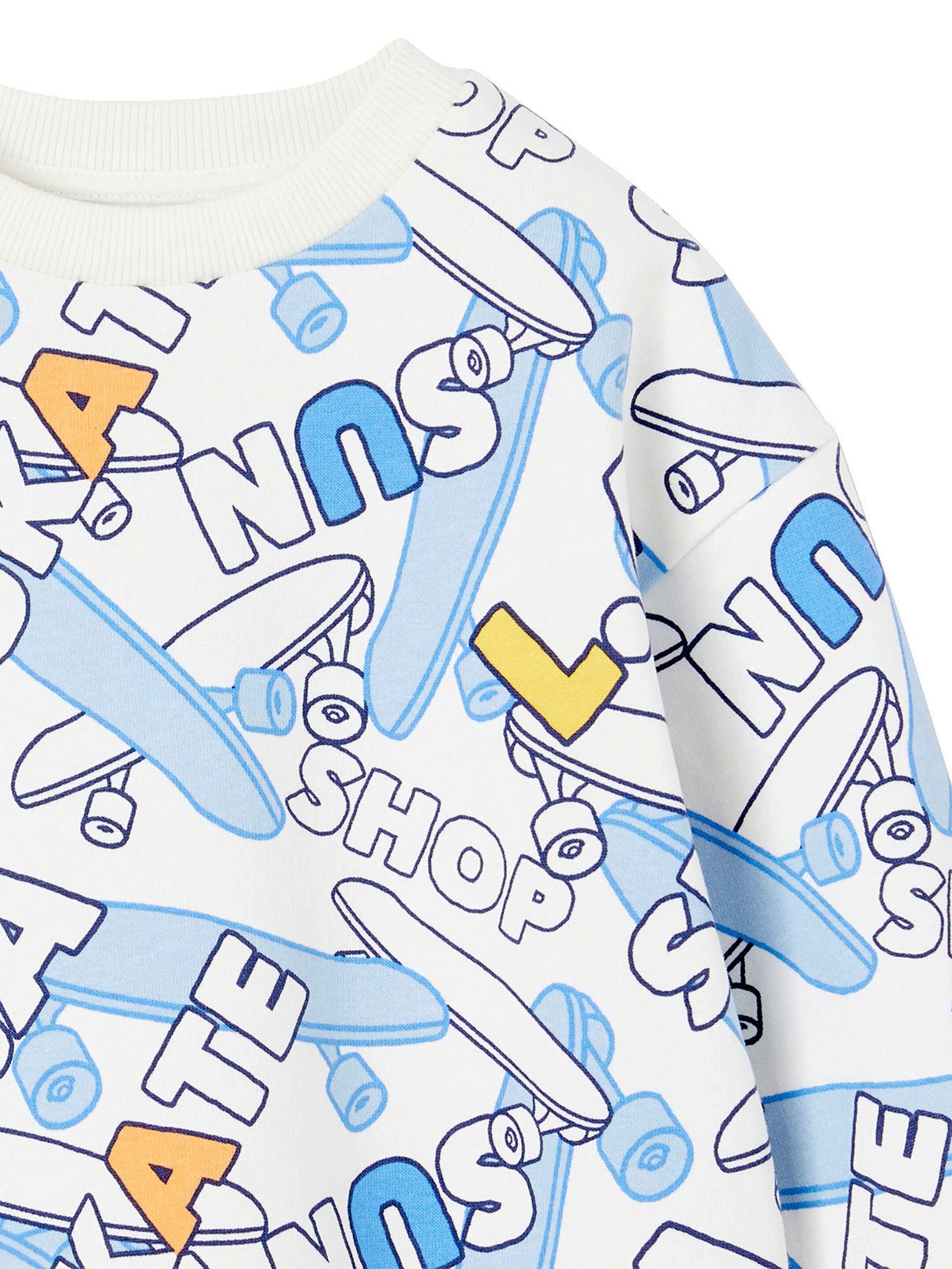 Vertbaudet Jungen Sweatshirt mit Skater-Print und Recycling-Polyester weiß bedruckt