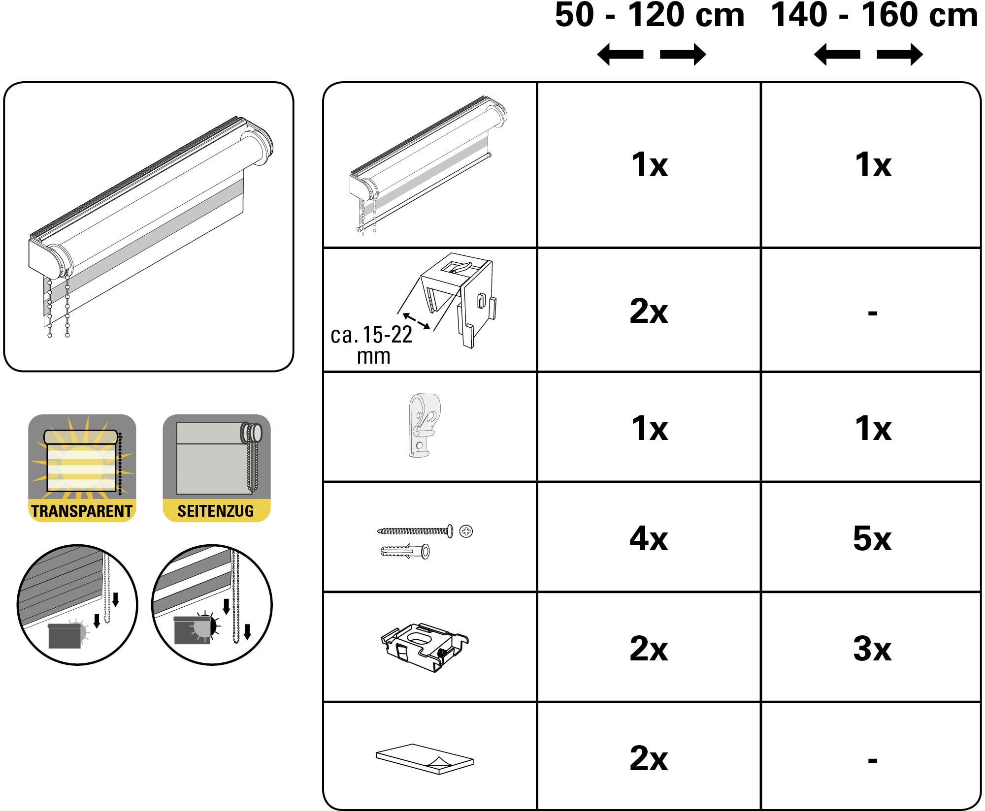 GARDINIA Doppelrollo »de luxe« halbtransparent Sichtschutz mit Bohren/ohne Bohren freihängend hochwertiges Gesamtkonzept mit silbernen Metallkomponenten