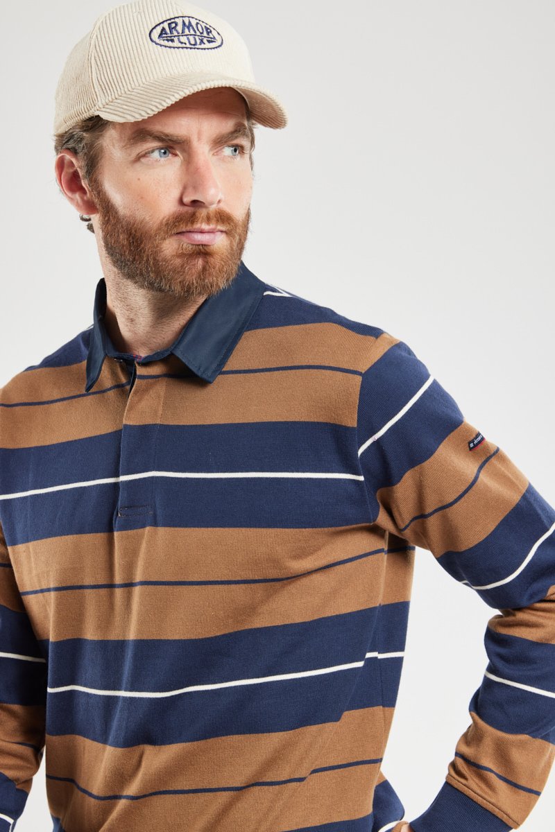 Polo rayé tricolore - coton rustique