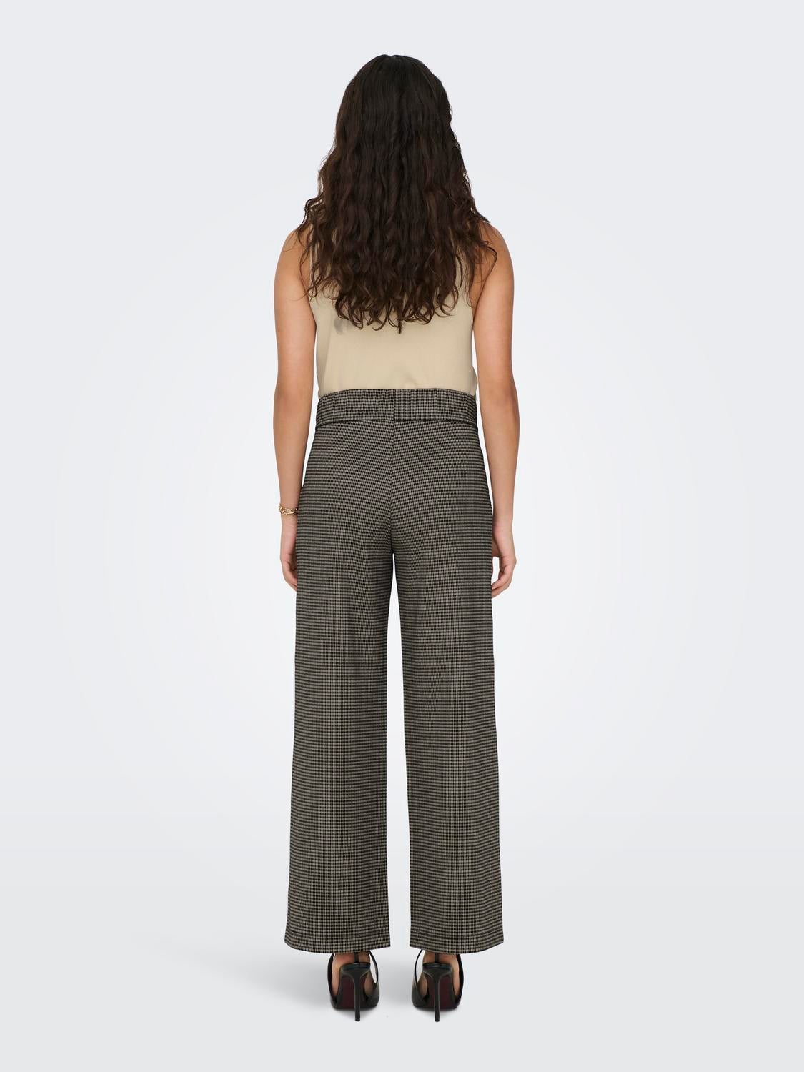 JDYGEGGO Mittlere Taille Weiter Beinschnitt Hose Cobblestone