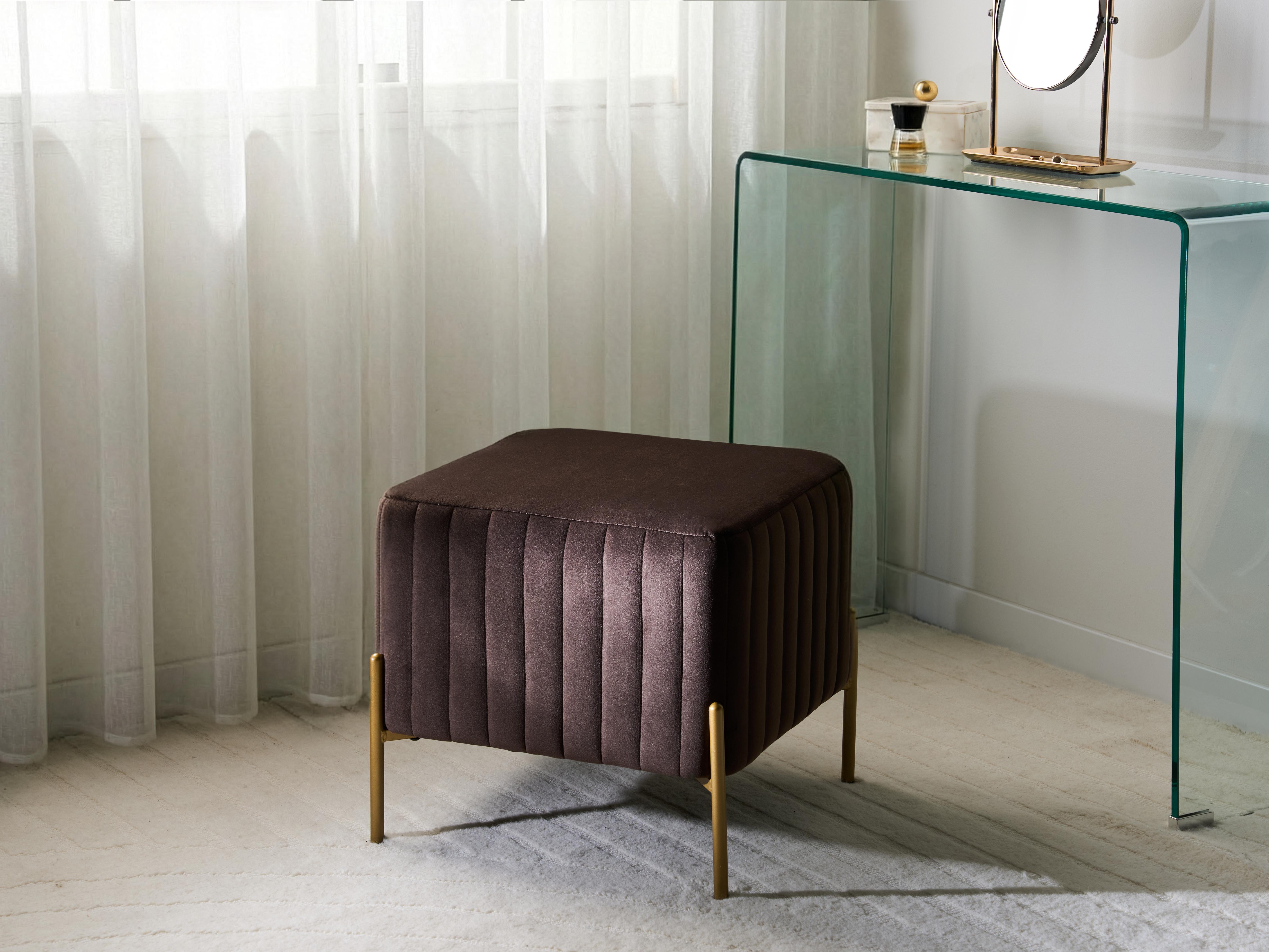 Hocker UTAH Fluweel Donkerbruin
