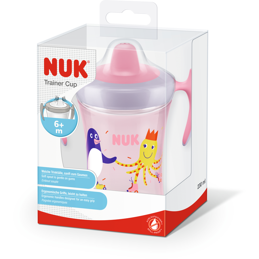 NUK Trainer Cup 230ml weiche Trinktülle, auslaufsicher ab 6 Monaten rosa