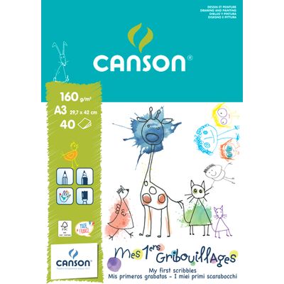 Canson - Bloc Canson Mes 1ers gribouillages - 40 feuilles - A3 - 160 gr