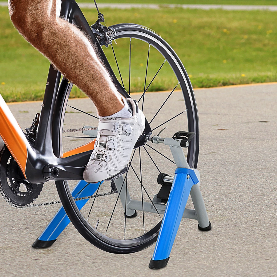 HOMCOM Fahrradtrainer mit Magnetbremse blau, silber