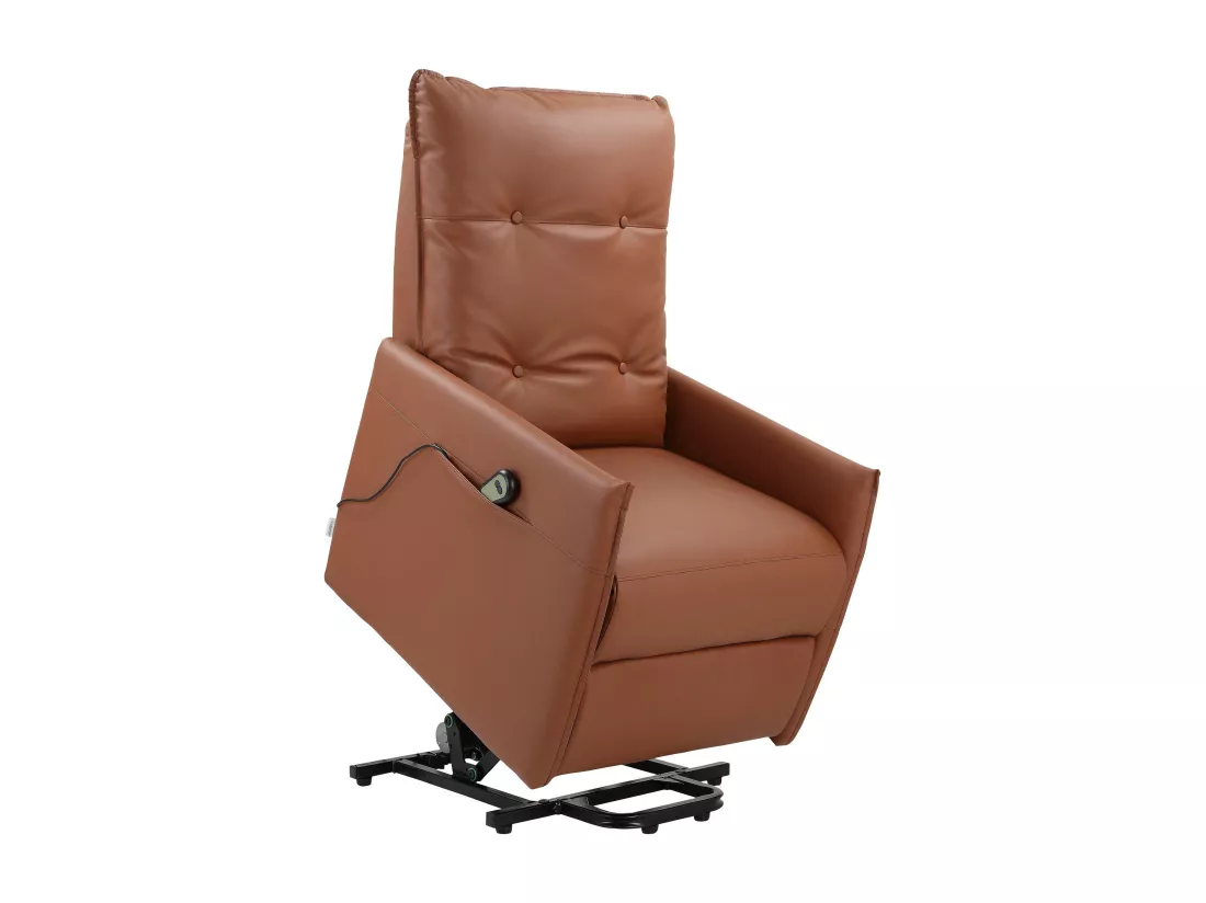 Marko | Fauteuil inclinable électrique et relevable en PU cognac