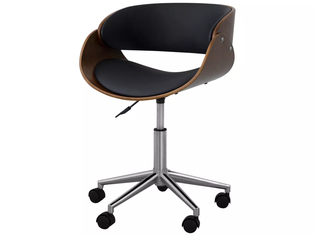 Teamson Home Chaise de bureau à domicile pivotante en similicuir Valeria noir et marron